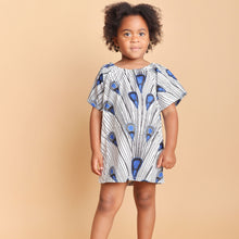 Load image into Gallery viewer, little black girl with dress, petite fille noire avec robe bleu
