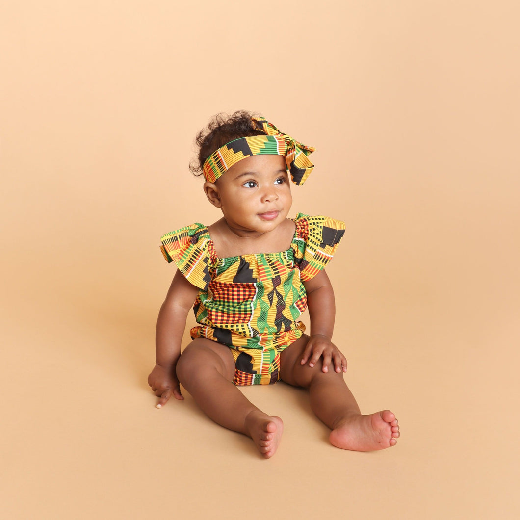 Baby wearing african romper